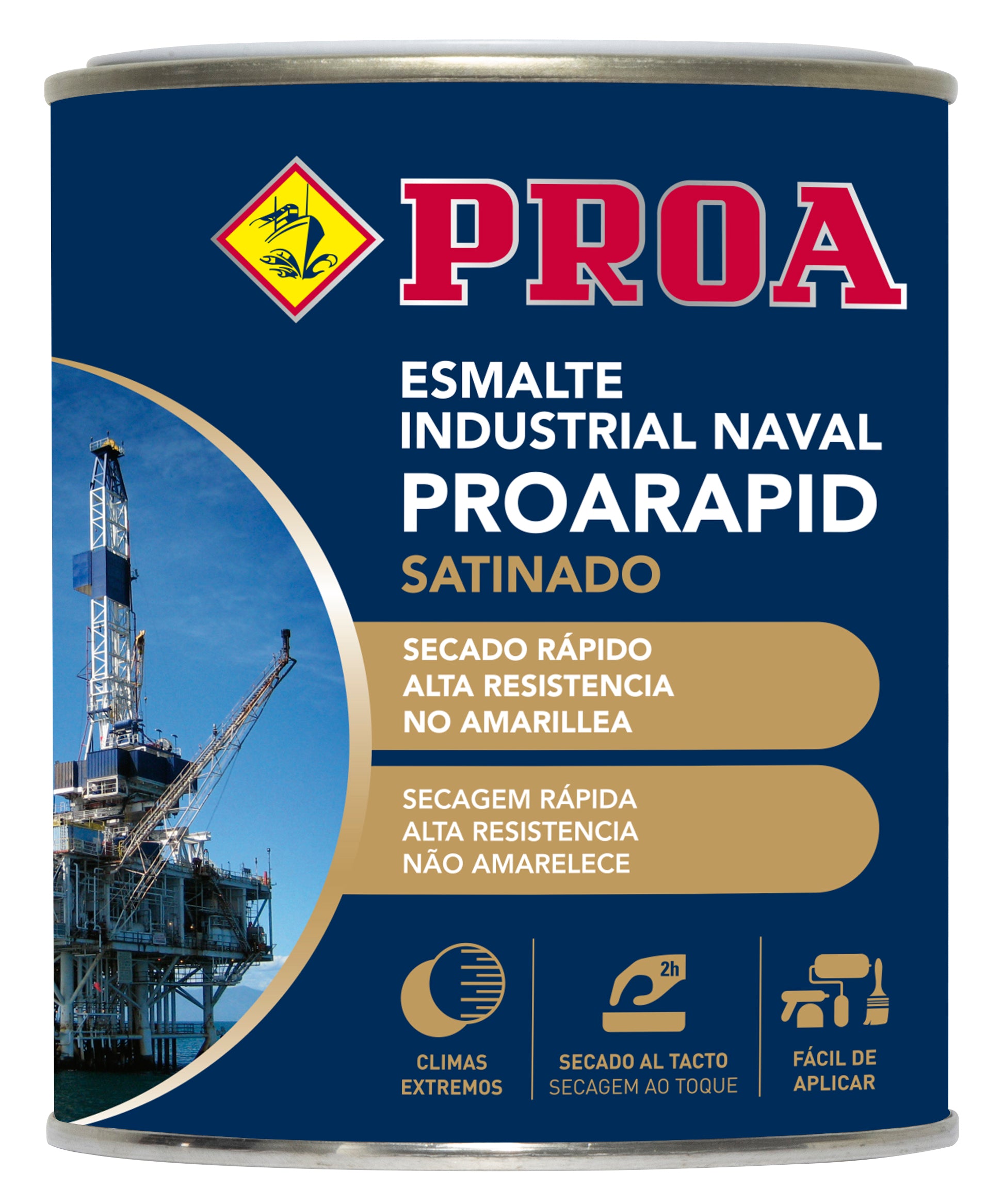 Esmalte sintético industrial naval Proa Proarapid brillante en envase metálico de secado rápido para protección de hierro y madera en interiores y exteriores.